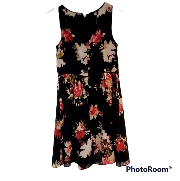 Loft sleeveless semi sheer knee length A line zip back party dress sz O - Picture 3 of 6